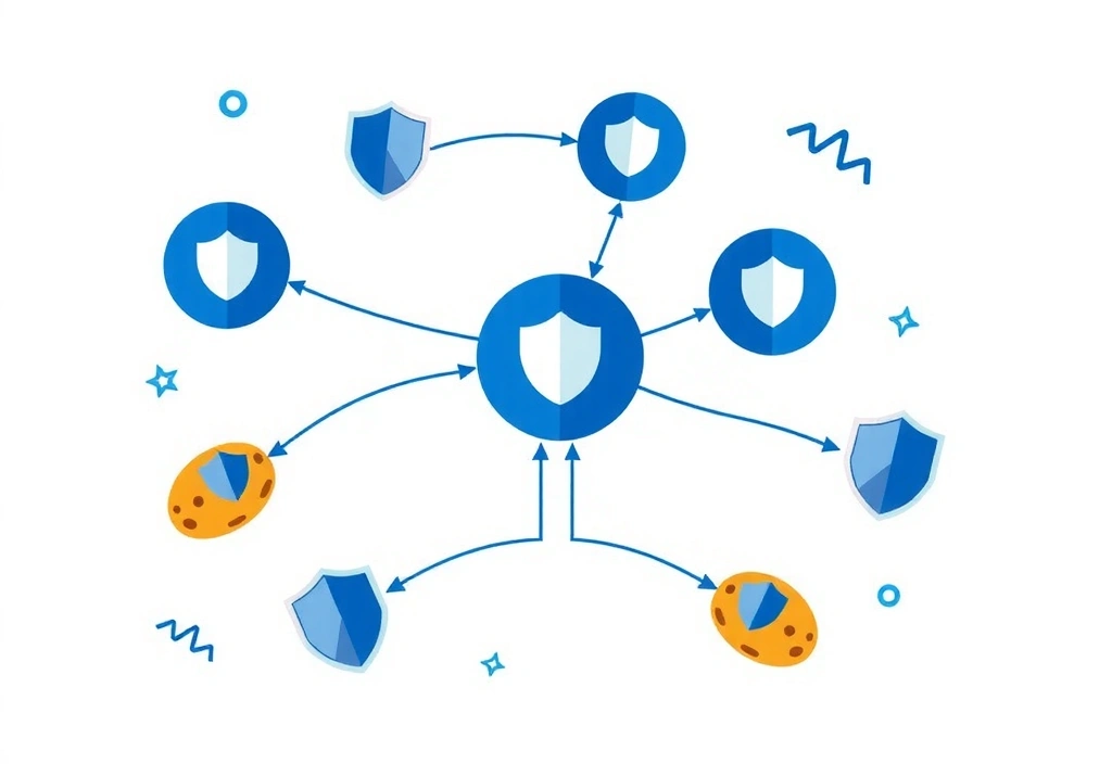 Illustration of cookies and digital data