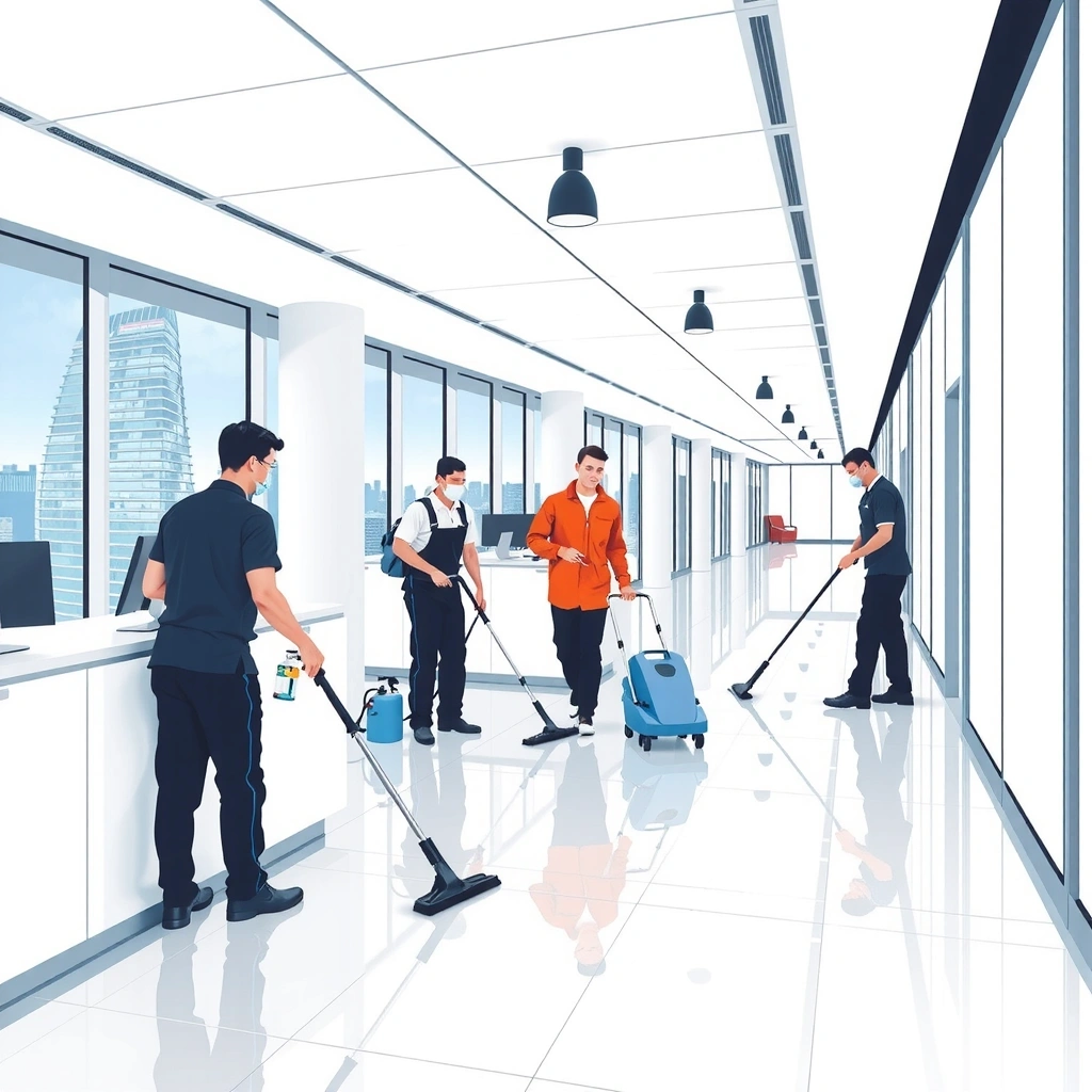 Commercial office cleaning service in London business district
