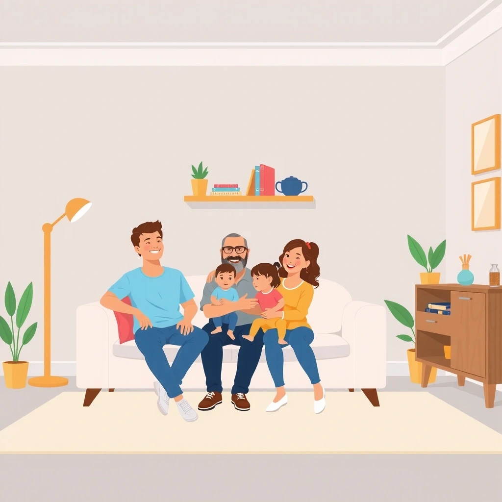 Happy family in clean home