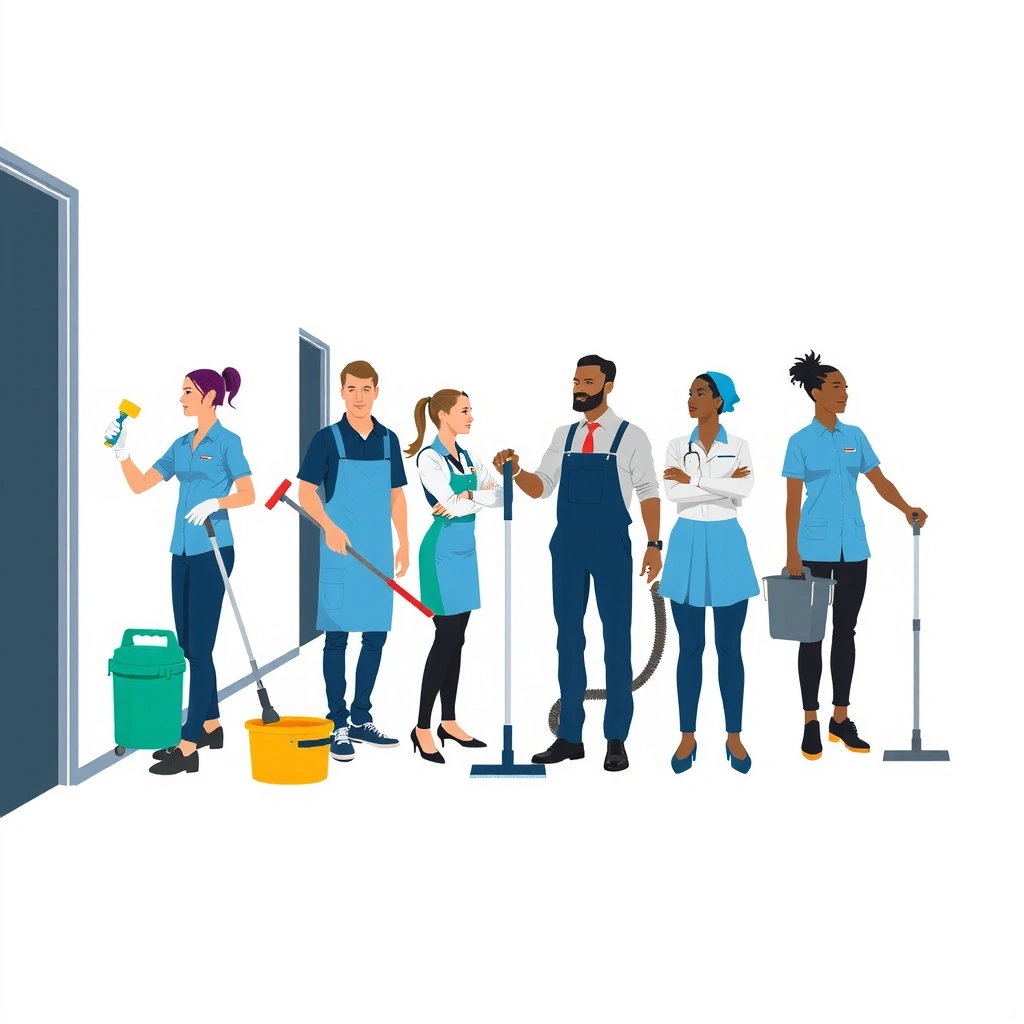 Professional commercial cleaning team